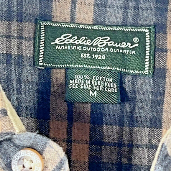 Eddie Bauer Mens Flannel Shirt Sz Medium Multicolor Plaid Heavy Cotton Button Up - Picture 4 of 11